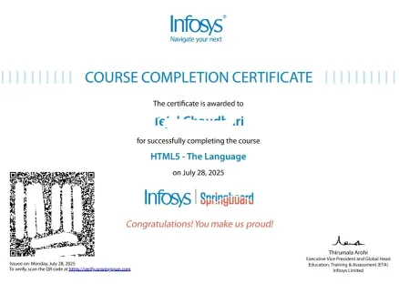 Infosys Certificatifications